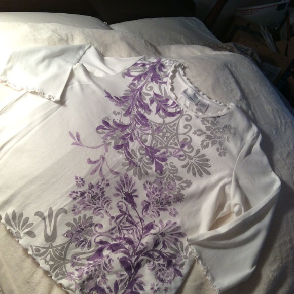 Alfred Dunner Top Elbow Length Embellished - Picture 7 of 7